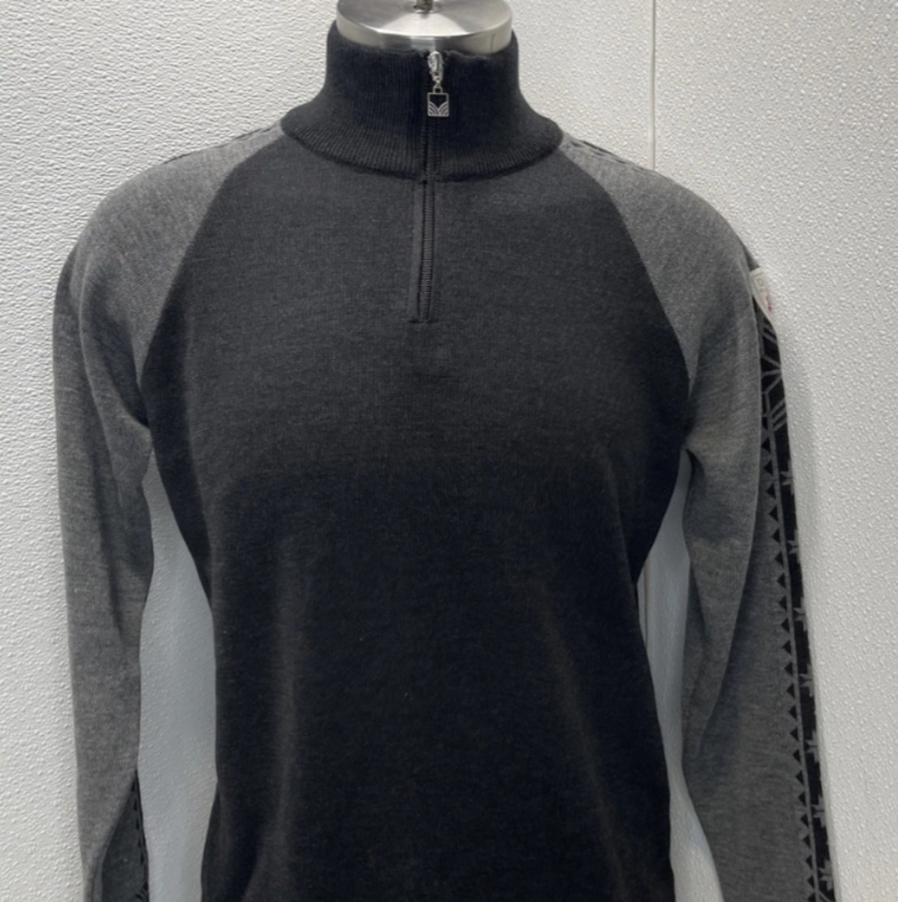 Dale of Norway Men's XL Geilo Charcoal and Black Merino Wool Sweater